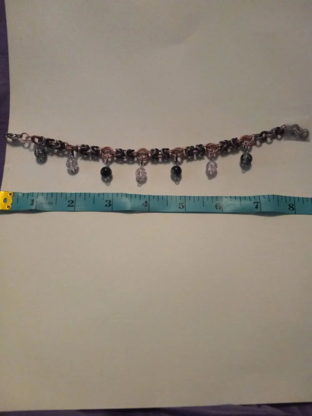 Pink, Black, & Grey Byzantine bracelet
